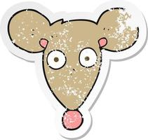 retro distressed sticker of a cartoon mouse vector