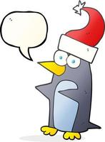 freehand drawn speech bubble cartoon christmas penguin vector