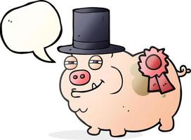 freehand drawn speech bubble cartoon prize winning pig vector
