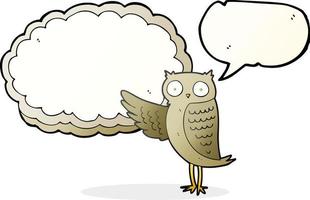 freehand drawn speech bubble cartoon owl pointing vector