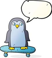 freehand drawn speech bubble cartoon penguin riding skateboard vector