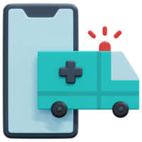 ambulance, rendu 3d, icône, illustration png