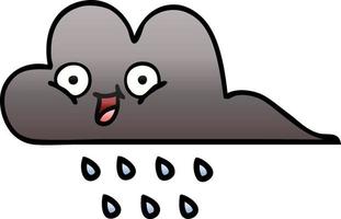 nube de lluvia de tormenta de dibujos animados sombreado degradado vector