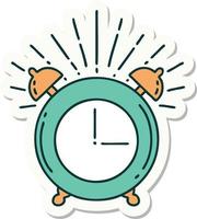 sticker of a tattoo style ringing alarm clock vector