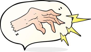 freehand drawn speech bubble cartoon hand casting spell vector