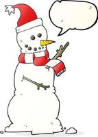 freehand drawn speech bubble cartoon snowman vector