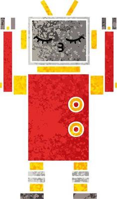 retro illustration style cartoon robot