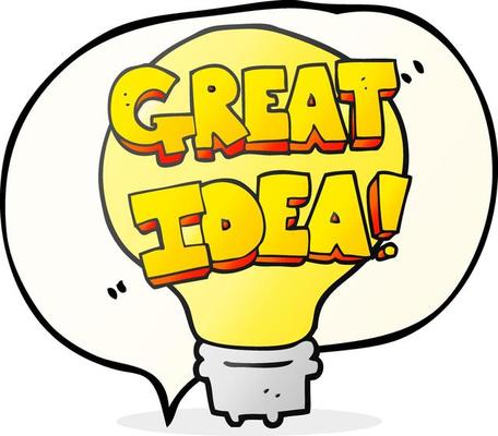 freehand drawn speech bubble cartoon great idea light bulb symbol
