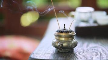 Close up of Asian Buddhist Incense Sticks photo