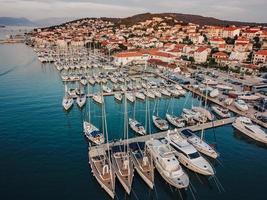 Aerial view, sailing boats. Croatia. Sunset photo