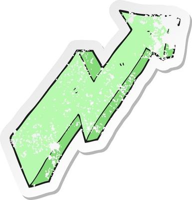 retro distressed sticker of a cartoon arrow up trend