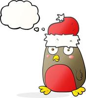 freehand drawn thought bubble cartoon christmas robin vector