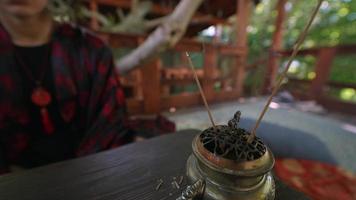 Close up of Asian Buddhist Incense Sticks photo