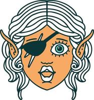 Retro Tattoo Style elf rogue character face vector