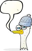 freehand drawn speech bubble cartoon bird wearing hat vector