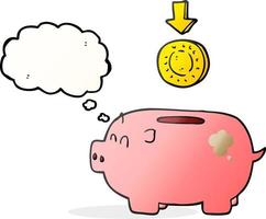 freehand drawn thought bubble cartoon piggy bank vector