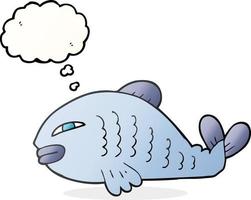 freehand drawn thought bubble cartoon fish vector