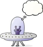 freehand drawn thought bubble cartoon flying saucer vector