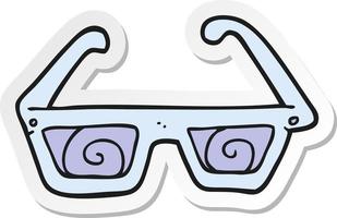 sticker of a cartoon 3D glasses vector