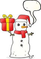 freehand drawn speech bubble cartoon snowman vector