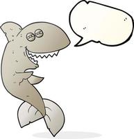 Discurso de burbuja dibujada a mano alzada cartoon tiburón riendo vector