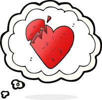 freehand drawn thought bubble cartoon broken heart vector