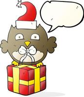 freehand drawn speech bubble cartoon christmas owl vector