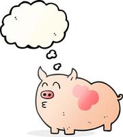freehand drawn thought bubble cartoon pig vector