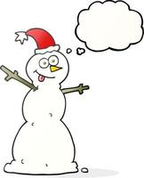 freehand drawn thought bubble cartoon snowman vector