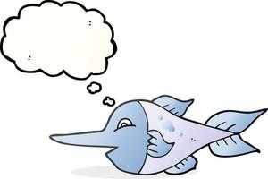 freehand drawn thought bubble cartoon swordfish vector