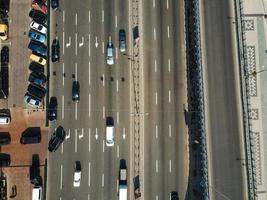 Aerial view from a drone on the highway photo