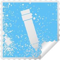 quirky distressed square peeling sticker symbol pencil vector