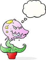 freehand drawn thought bubble cartoon monster plant vector