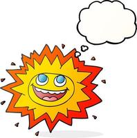 happy freehand drawn thought bubble cartoon sun vector