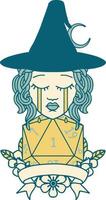 Retro Tattoo Style crying human witch with natural one roll vector