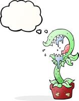 freehand drawn thought bubble cartoon carnivorous plant vector