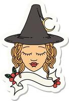 sticker of a human witch character face vector