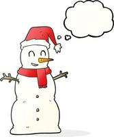 freehand drawn thought bubble cartoon snowman vector