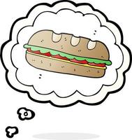 freehand drawn thought bubble cartoon huge sandwich vector