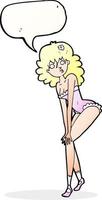 cartoon woman in lingerie with speech bubble vector