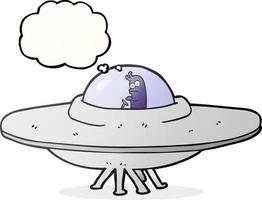 freehand drawn thought bubble cartoon flying saucer vector