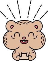 illustration of a traditional tattoo style happy hamster vector