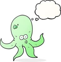 freehand drawn thought bubble cartoon octopus vector