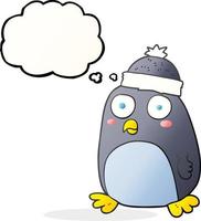 freehand drawn thought bubble cartoon penguin vector