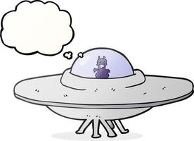 Pensamiento dibujado a mano alzada burbuja cartoon ufo vector