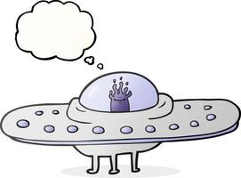 freehand drawn thought bubble cartoon flying saucer vector