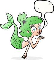 cartoon pretty mermaid with speech bubble vector