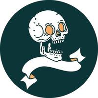 tattoo style icon with banner of a skull vector