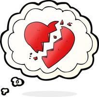 freehand drawn thought bubble cartoon broken heart vector