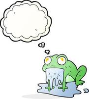 freehand drawn thought bubble cartoon gross little frog vector